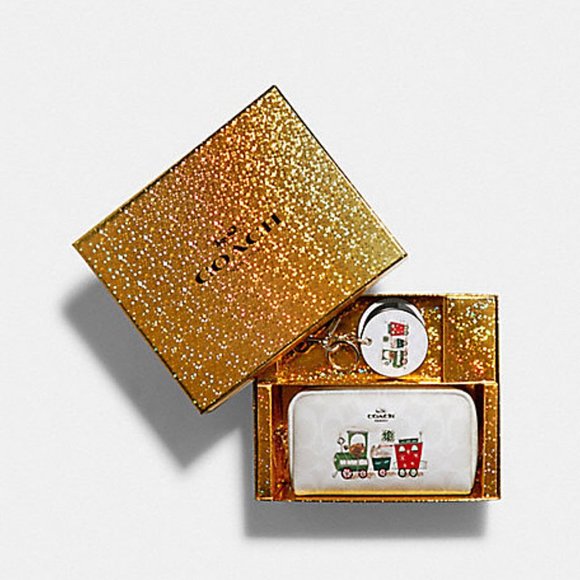 Coach White/Multi Signature Coated Canvas and Smooth Leather Small Boxy Cosmetic - Picture 2 of 3